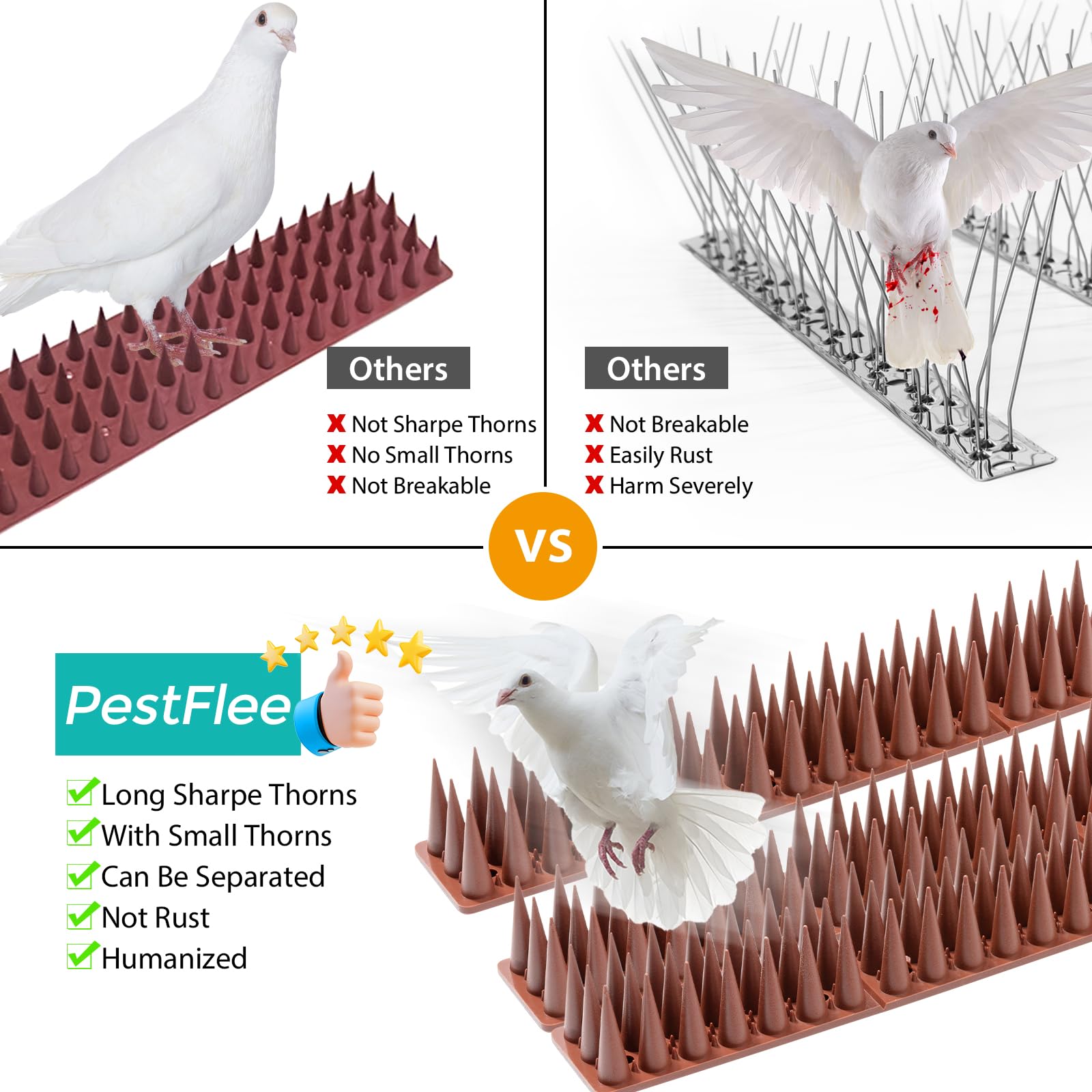 PestFlee bird spikes displayed with installation tools