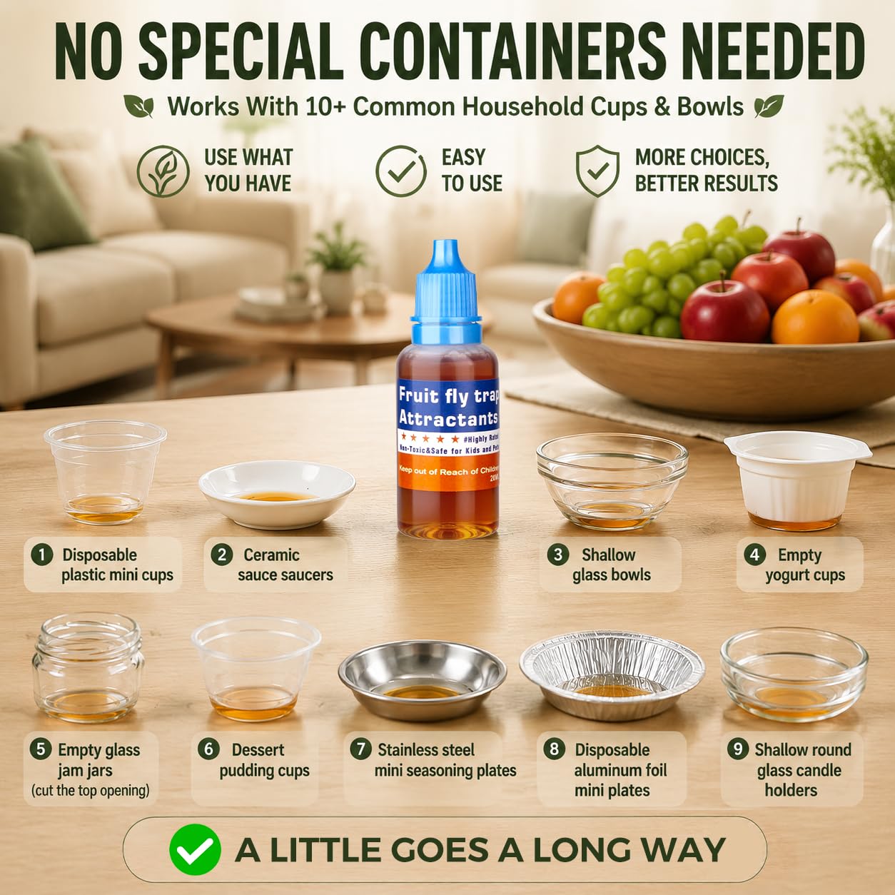 Pestvanish Fruit Fly Trap Refill Liquid in a home setting