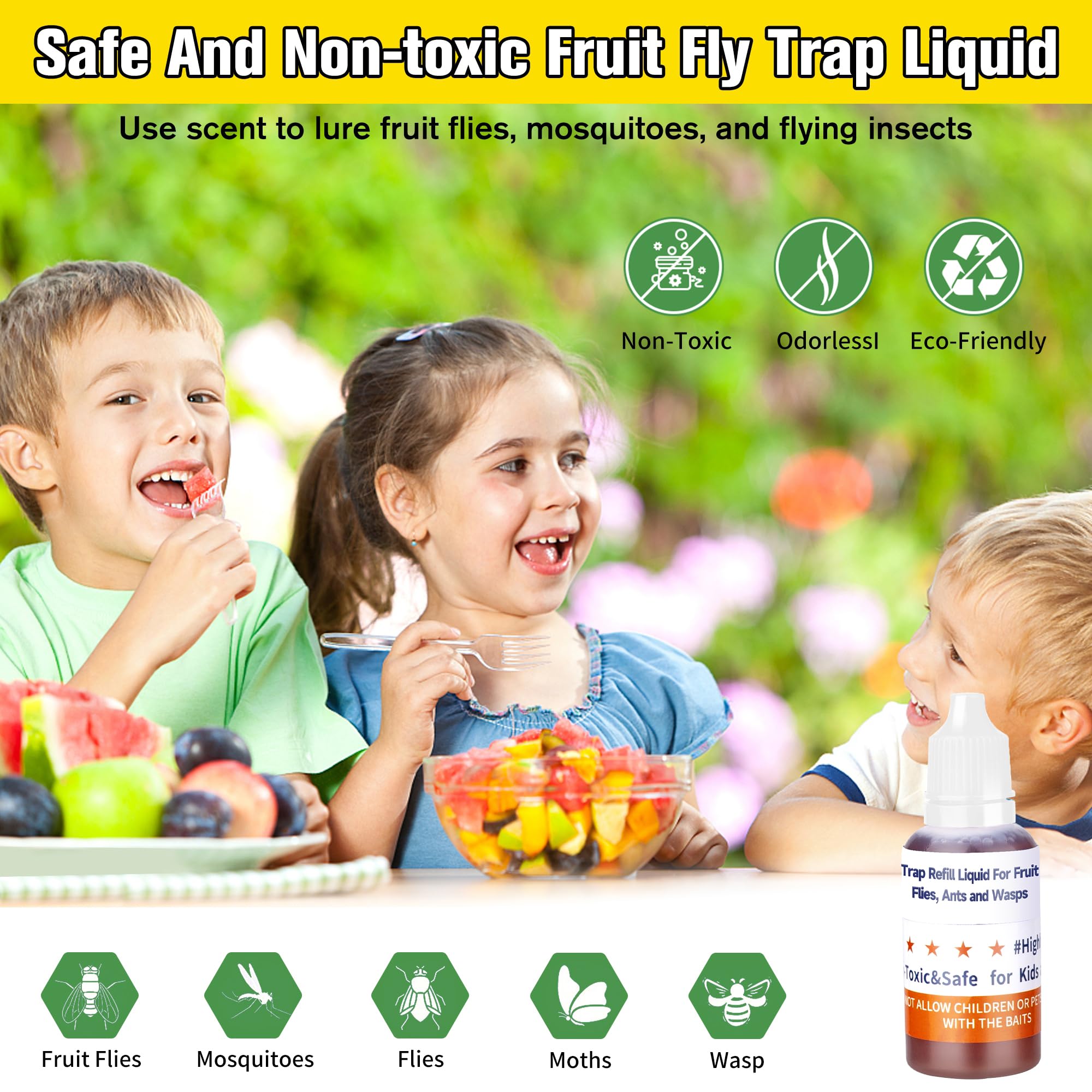 Pestvanish Fruit Fly Trap Refill Liquid in kitchen setting