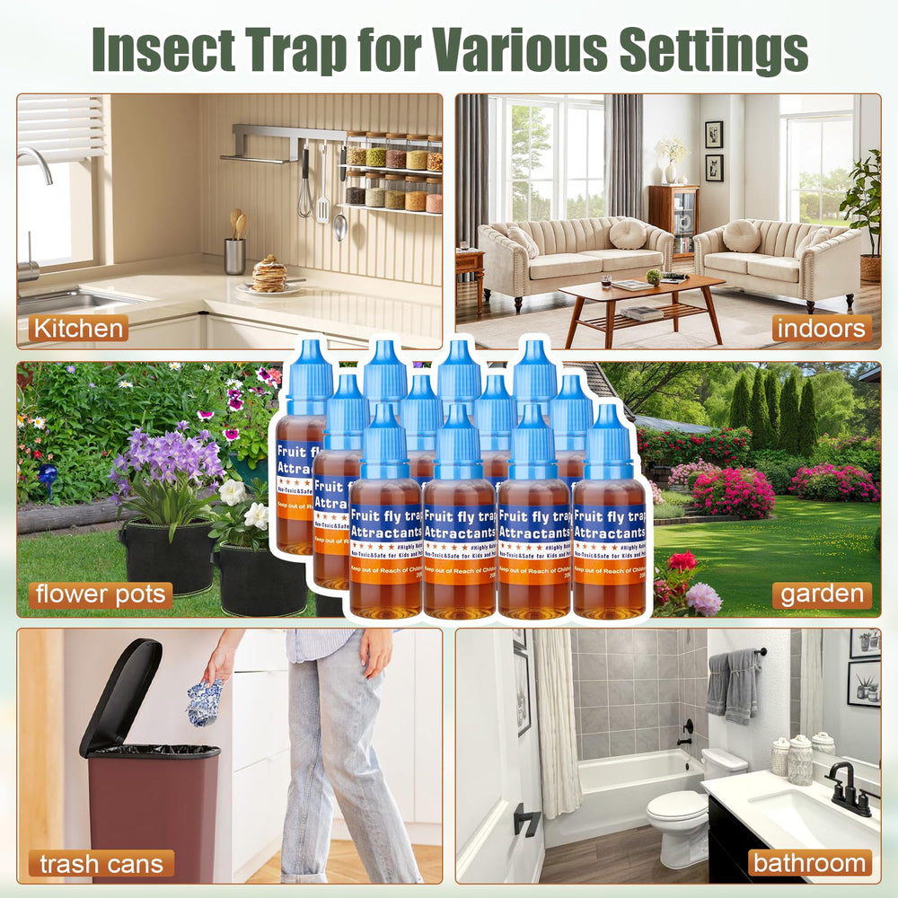 Pestvanish Fruit Fly Trap Refill Liquid with fruit nearby