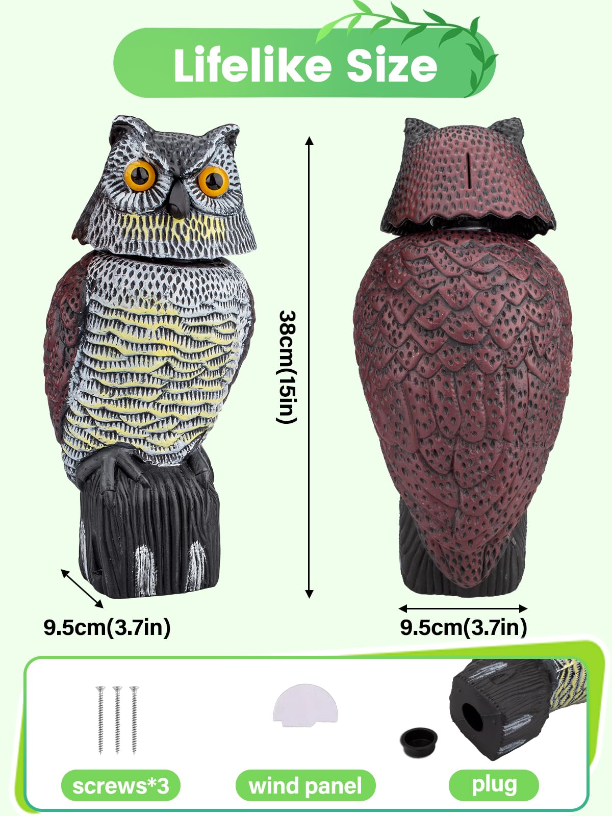 Pestvanish Owl Decoy displayed in outdoor setting