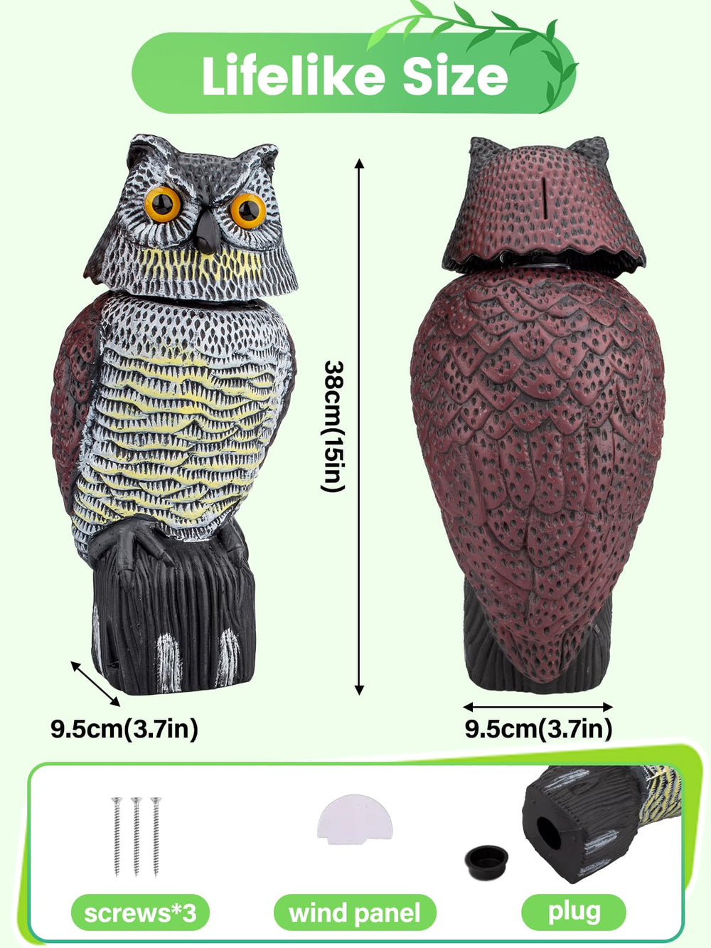 Pestvanish Owl Decoy displayed in outdoor setting