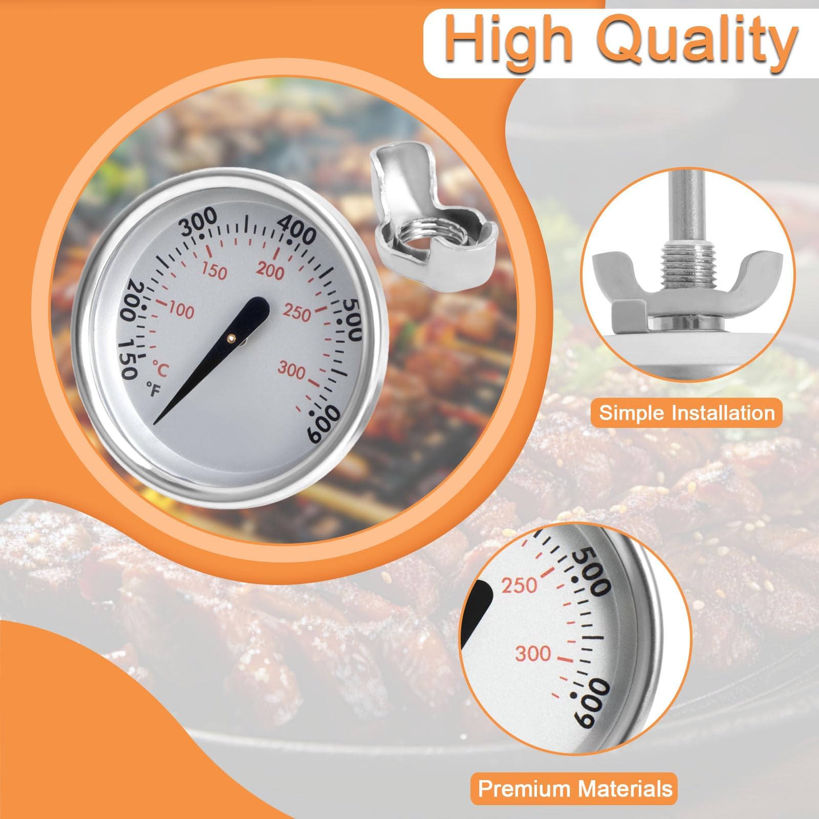 PETKAO temperature gauge showing Fahrenheit and Celsius readings