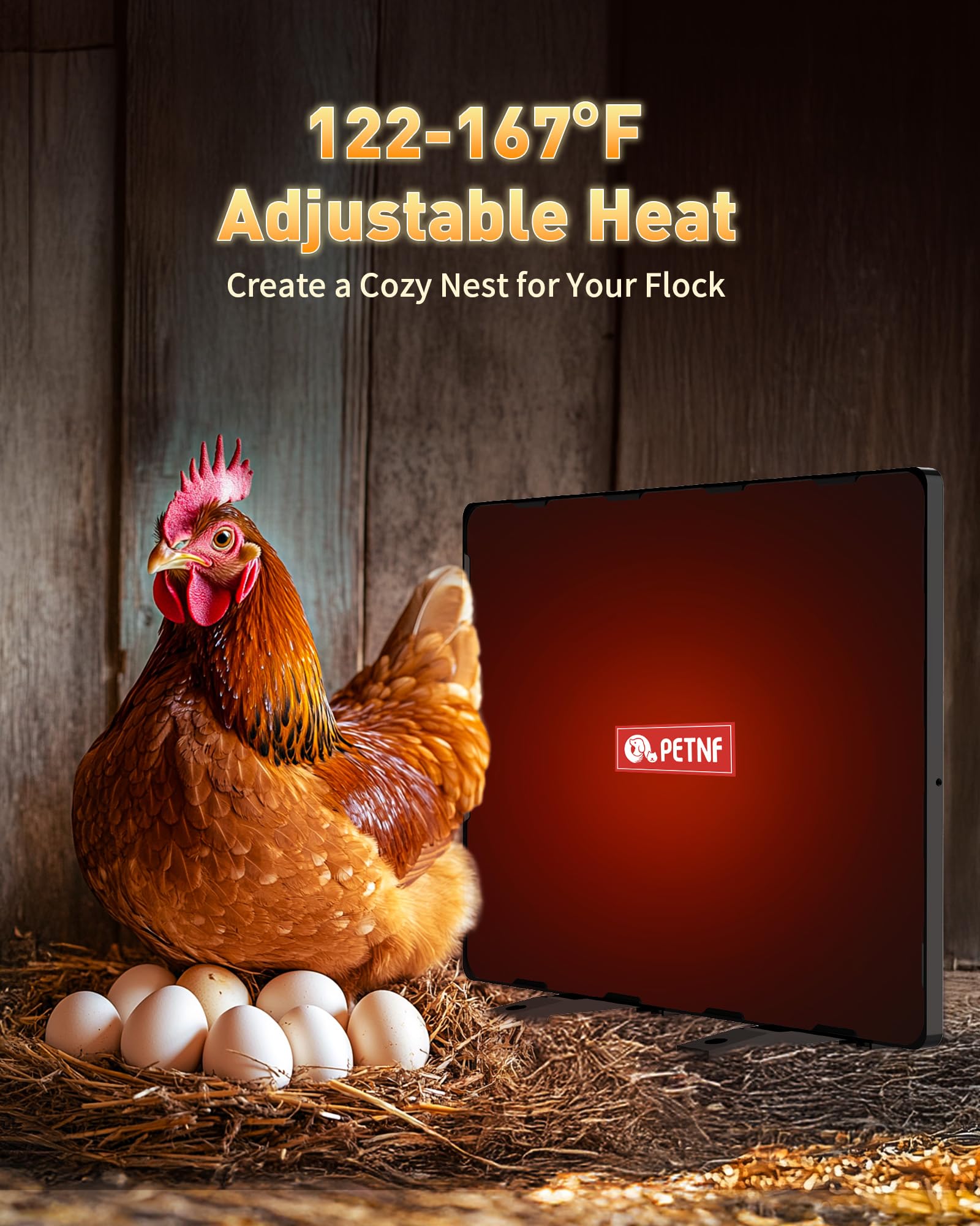 PETNF Chicken Coop Heater mounted on a wall