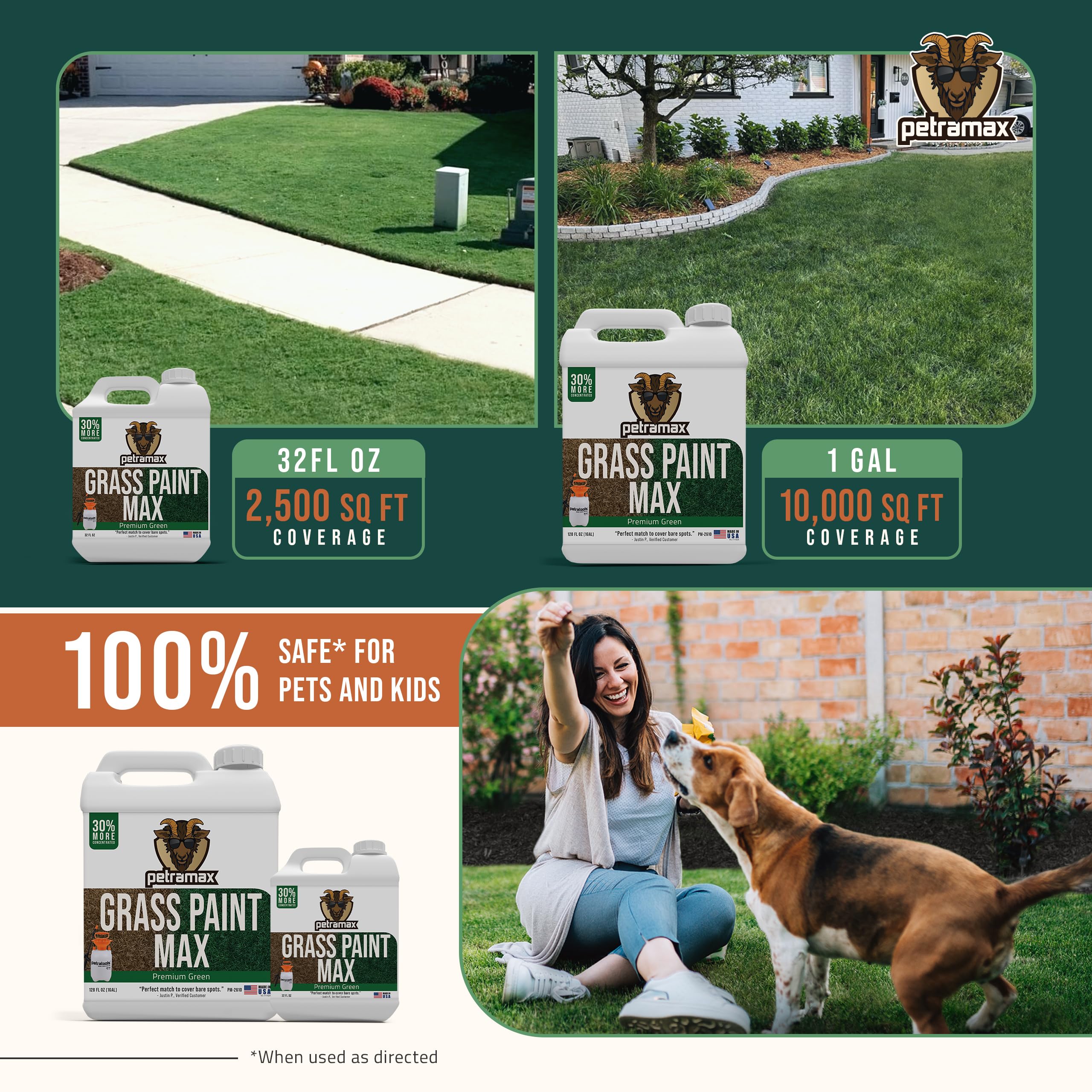 Petra Max Grass Paint 1 Gallon with lush green lawn background