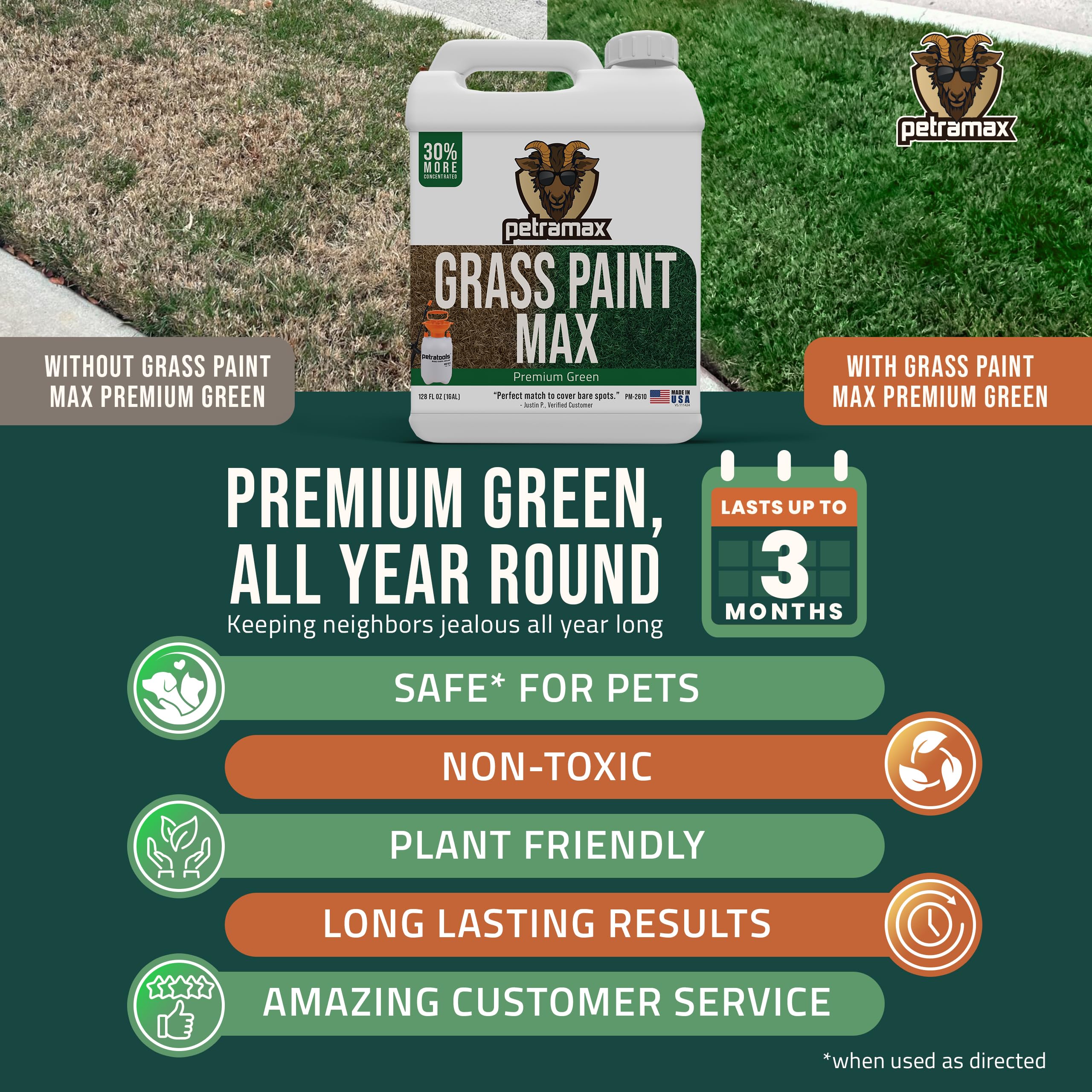 Petra Max Grass Paint being sprayed on dry grass