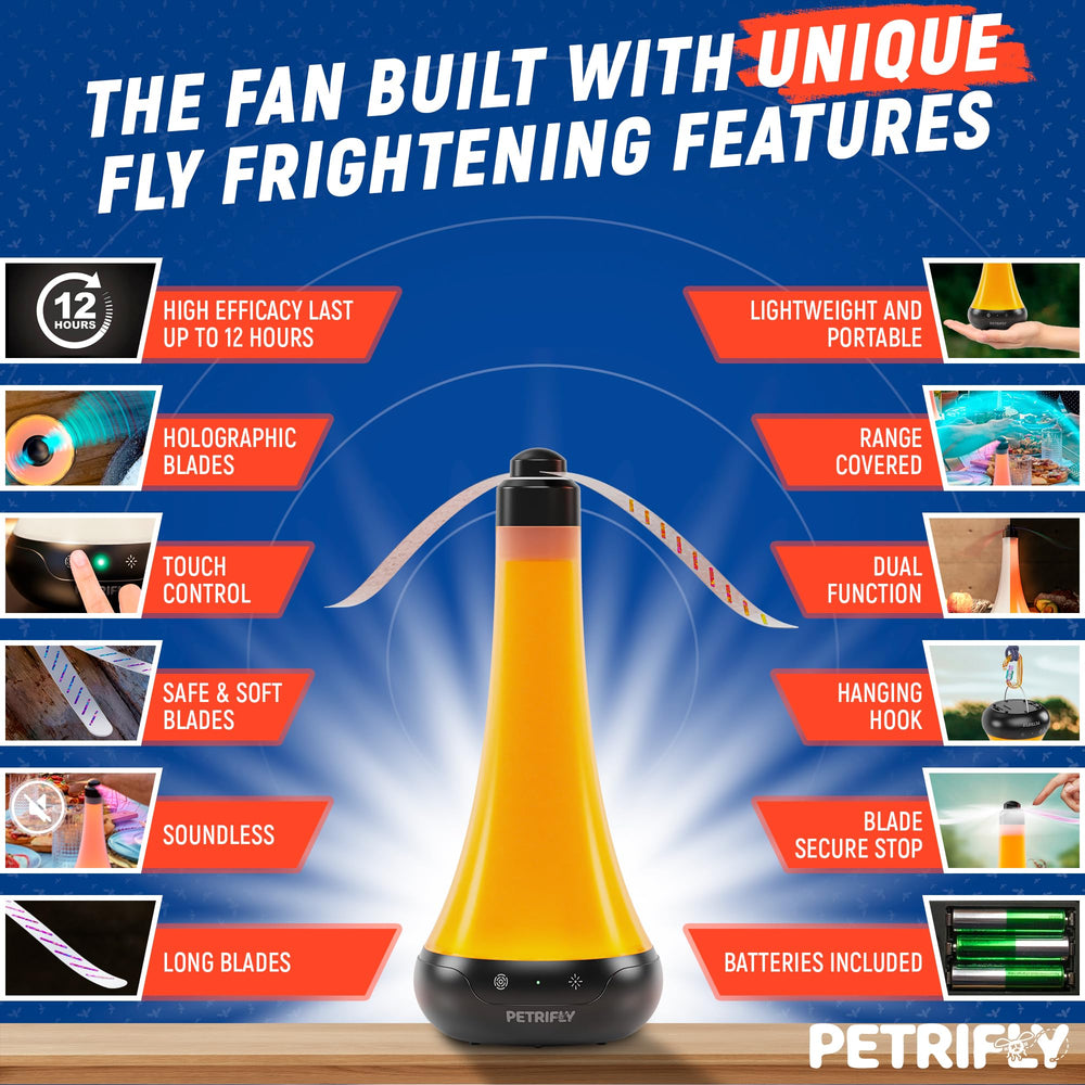 PETRI Fly Fan in action, keeping flies away from food