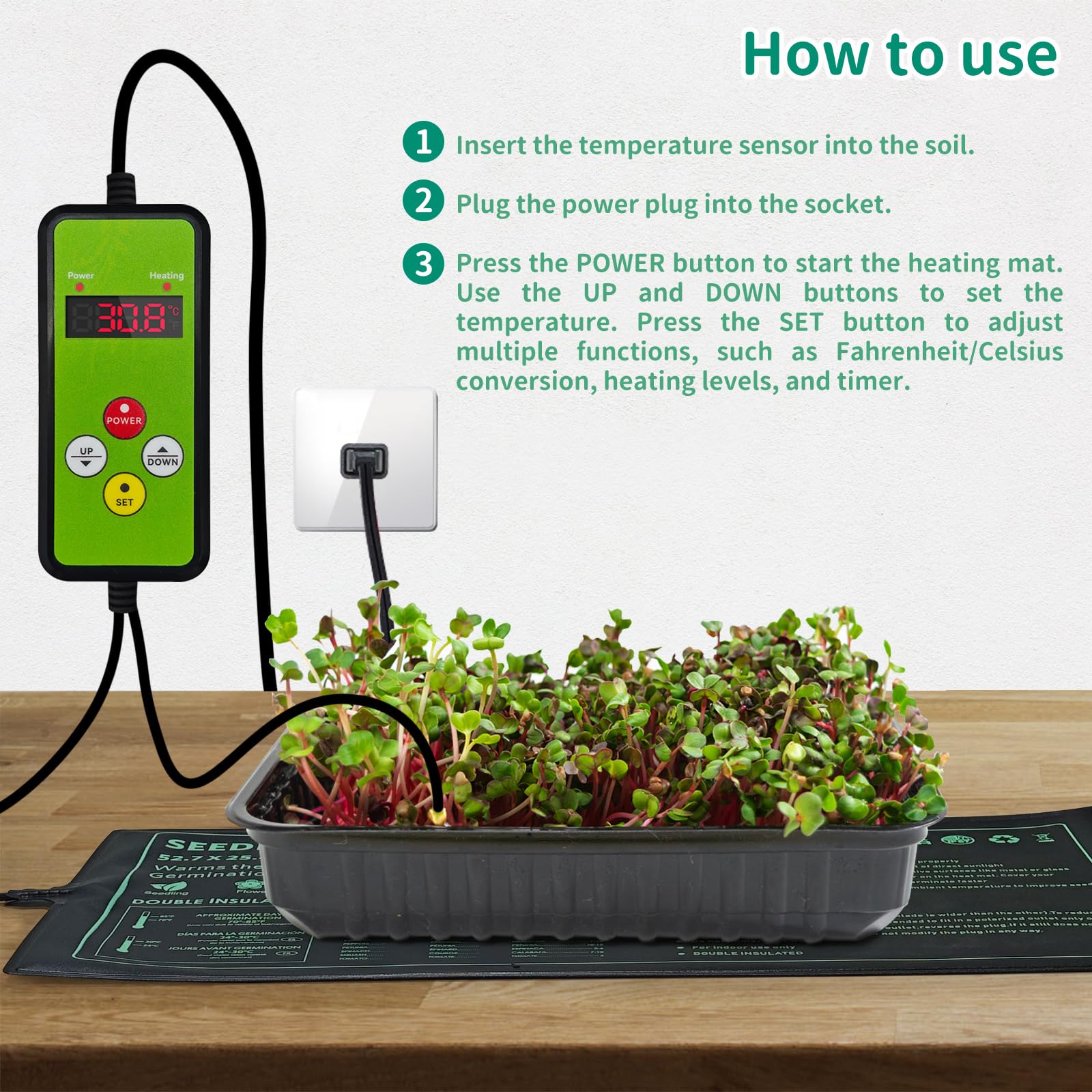 PETZOOKA heat mat in use for seed germination with plants