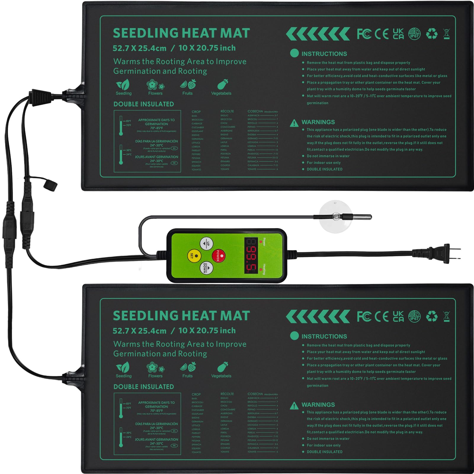 PETZOOKA Seedling Heat Mat front view with temperature control