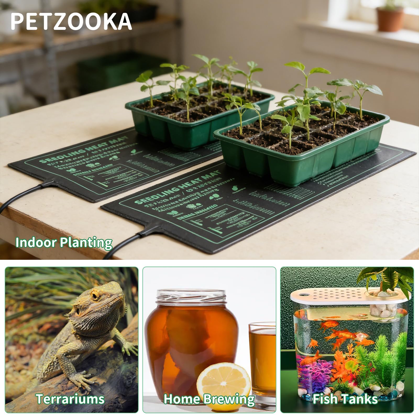 PETZOOKA Seedling Heat Mat with plants on top