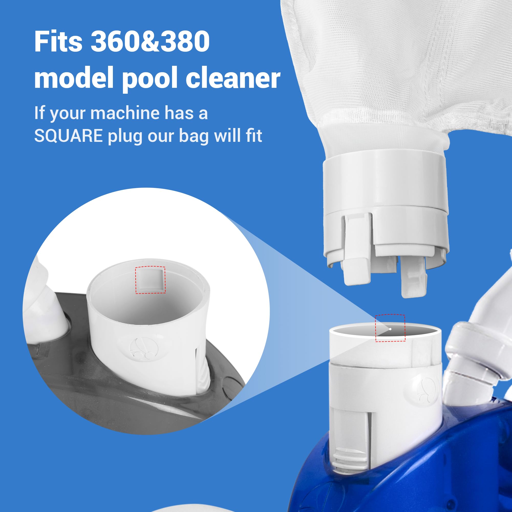 PGFUN filter bags for Polaris 360 & 380 side view