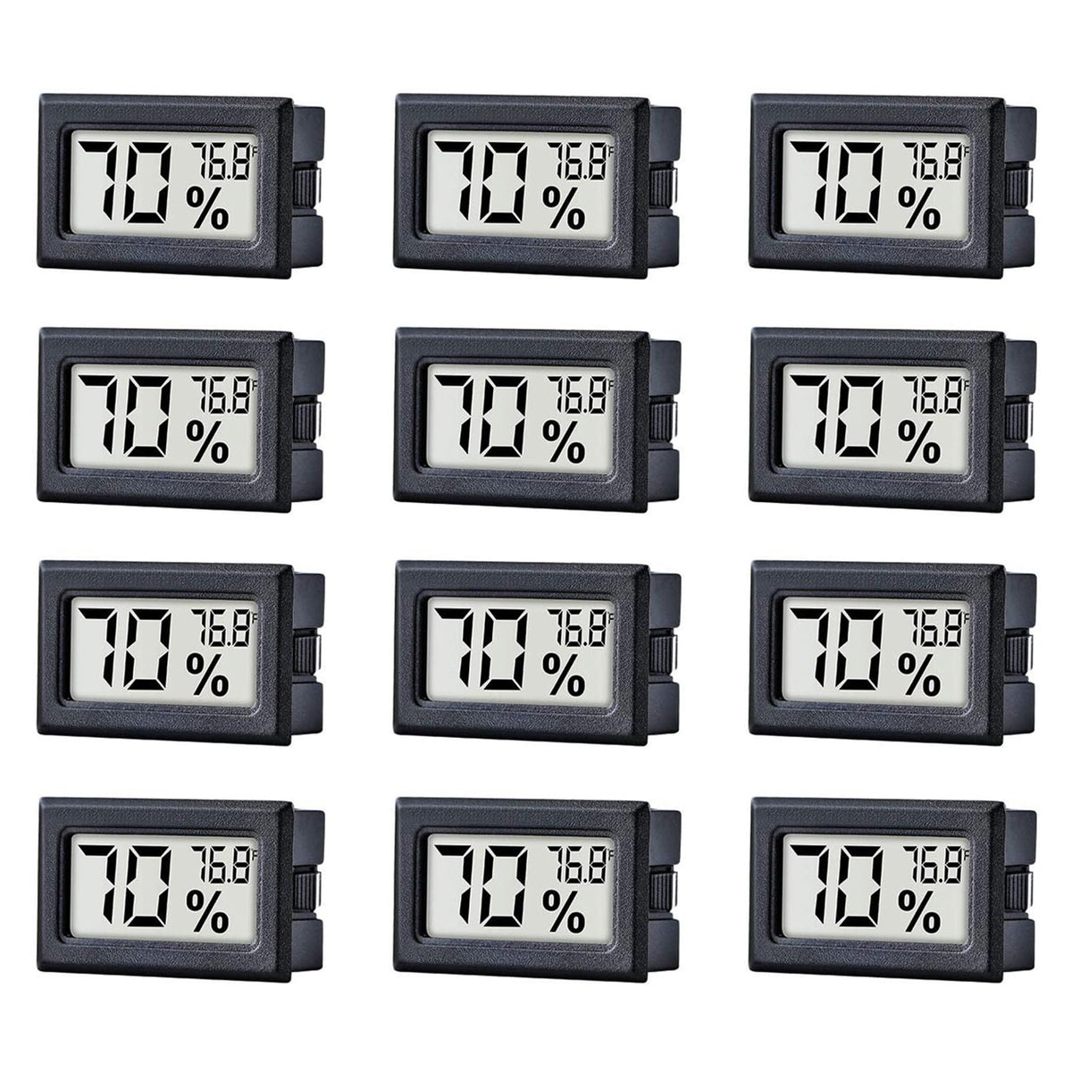 Pgzsy Mini Digital Thermometer Hygrometer front view in black