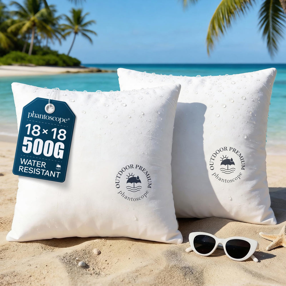Phantoscope 18x18 outdoor pillow insert, front view, white fabric