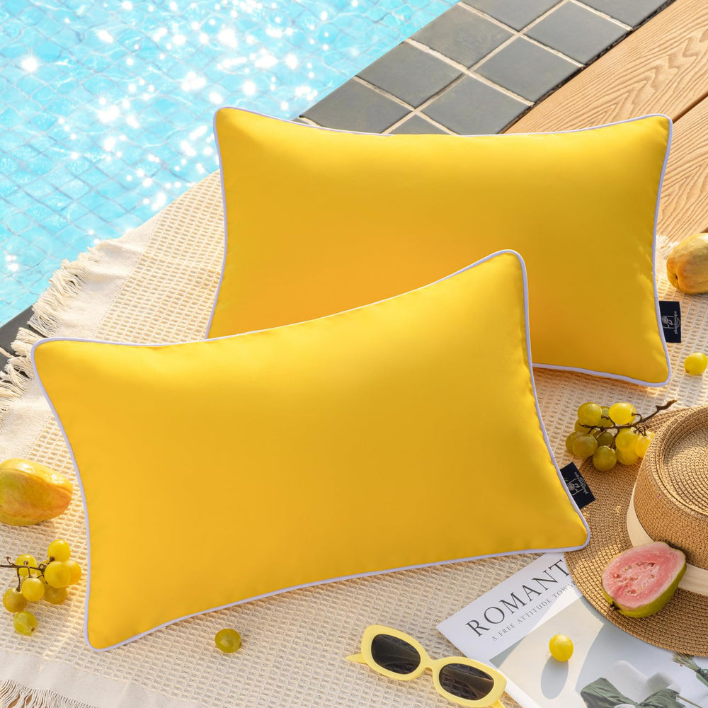 Phantoscope decorative pillow cover front view in yellow