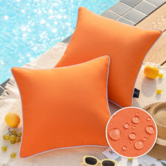 Phantoscope orange outdoor pillow cover front view, 18x18 inches
