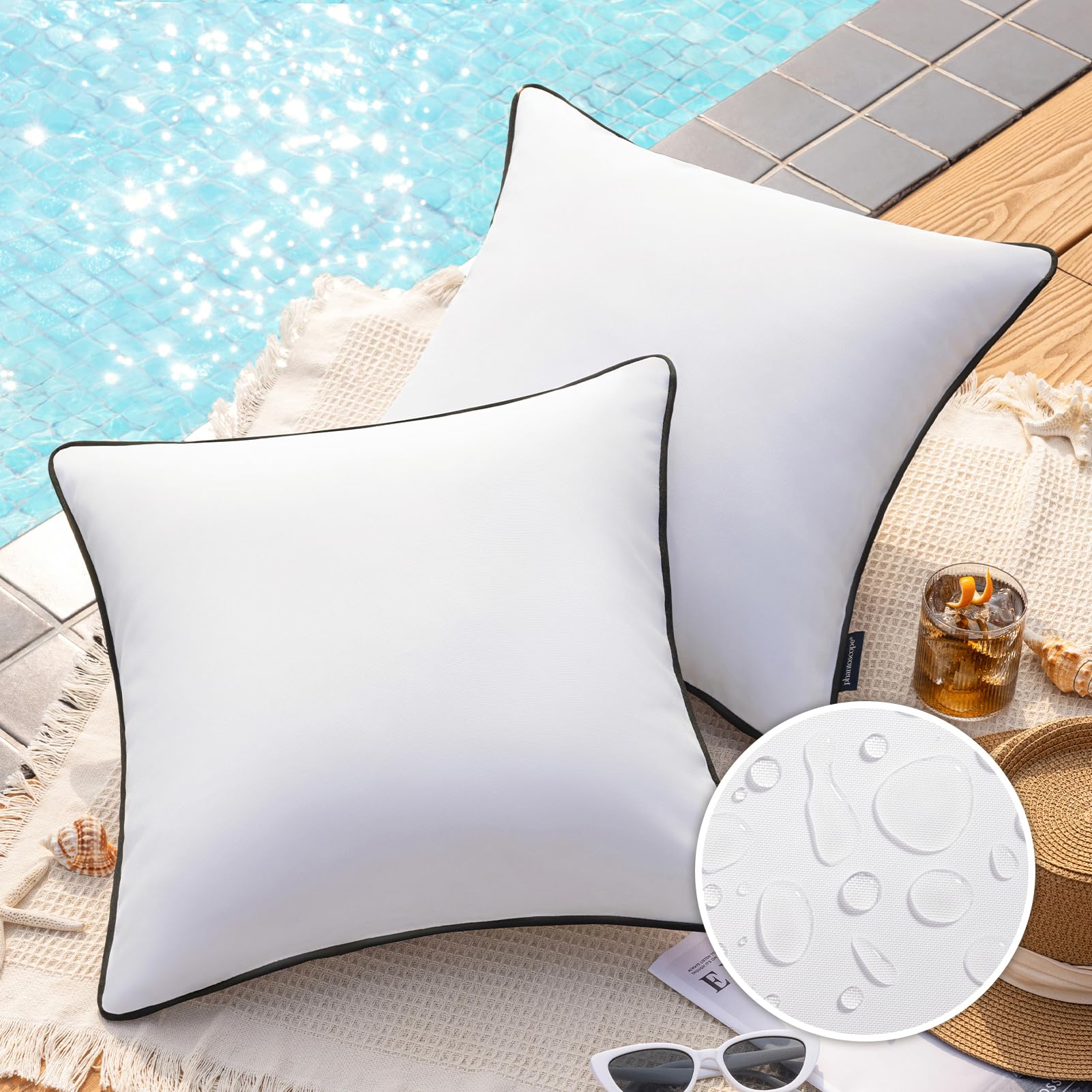 Phantoscope outdoor waterproof throw pillow cover front view, pure white