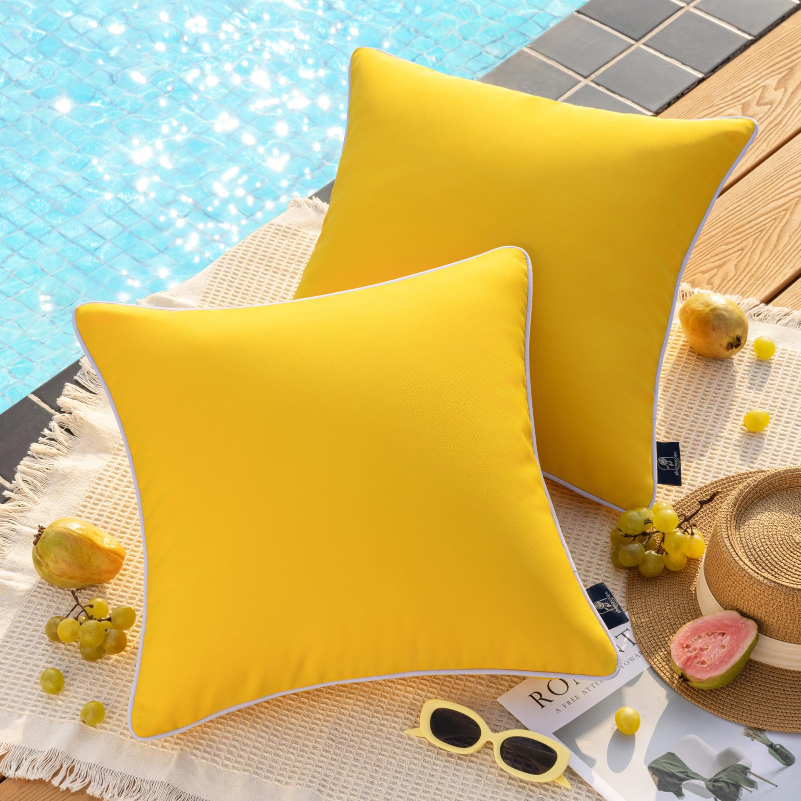 Phantoscope yellow outdoor throw pillow cover front view