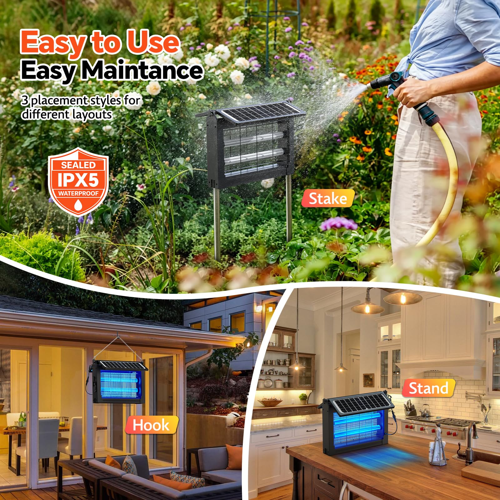 PhatroyYee Solar Bug Zapper displayed with extension cord