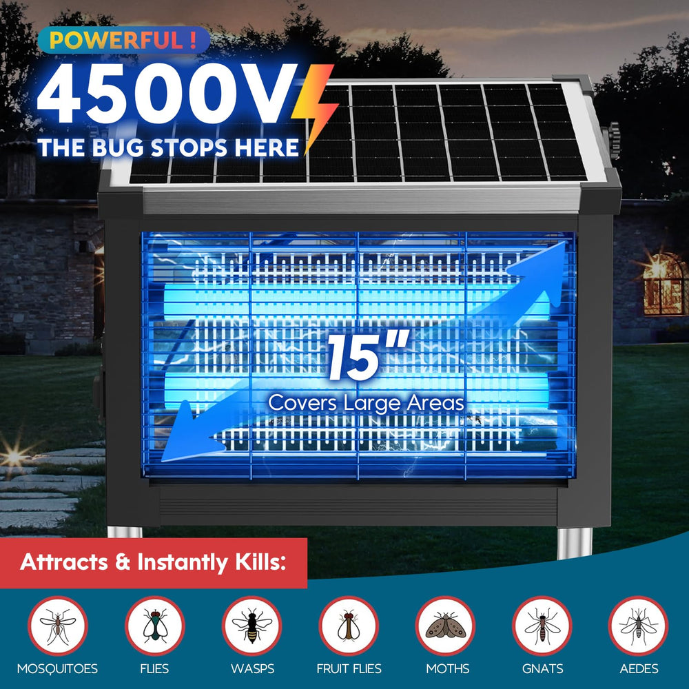 PhatroyYee Solar Bug Zapper hanging from a hook