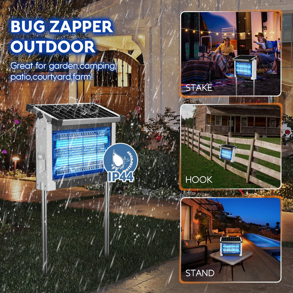 PhatroyYee Solar Bug Zapper hanging from a hook