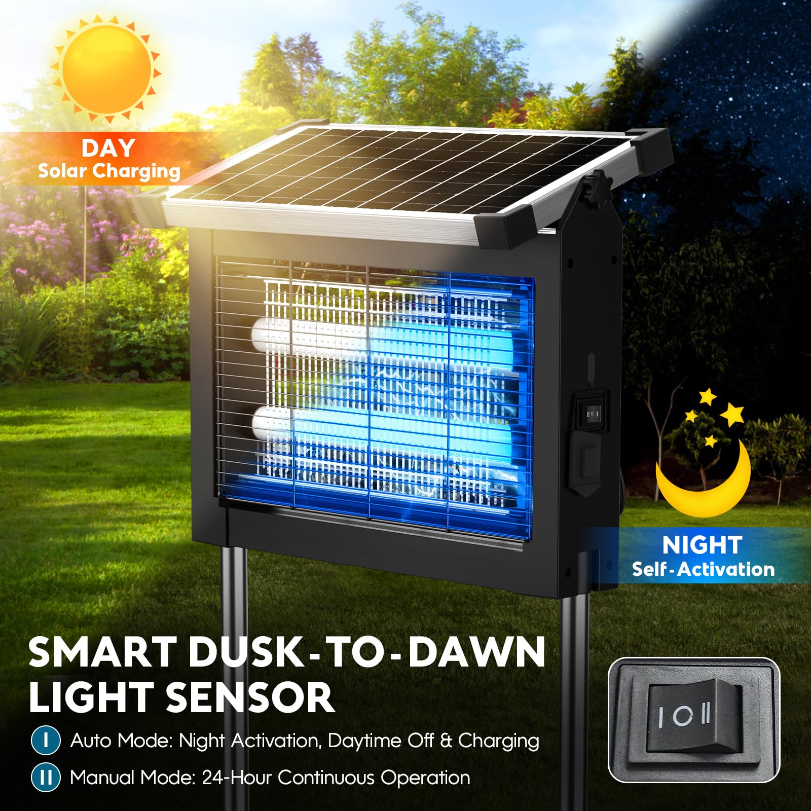 PhatroyYee Solar Bug Zapper in outdoor garden setting