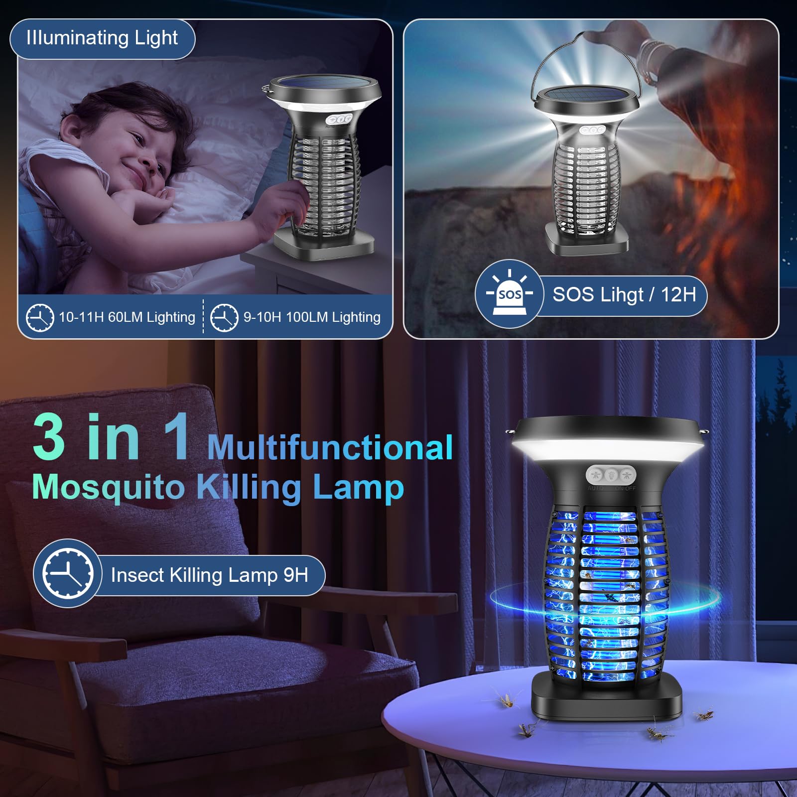 PhatroyYee Solar Bug Zapper in outdoor use on patio