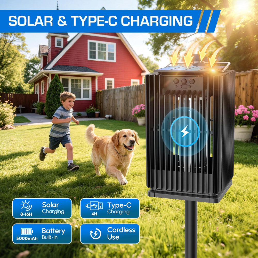PhatroyYee Solar Bug Zapper Outdoor front view with solar panel