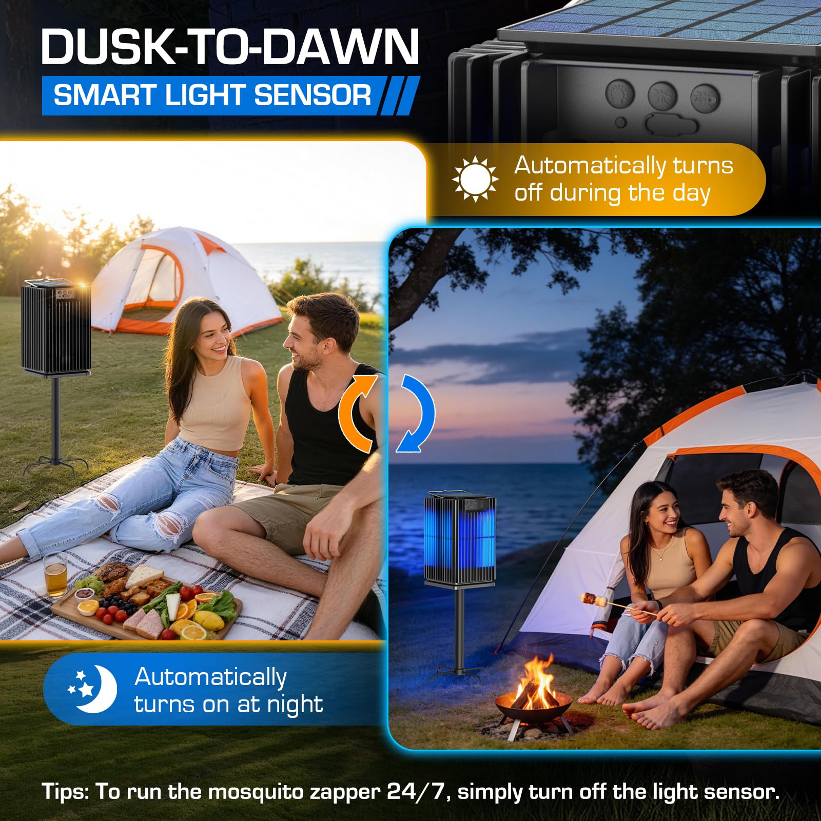 PhatroyYee Solar Bug Zapper Outdoor in use on patio at night