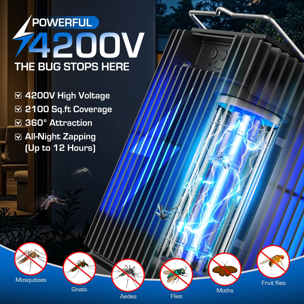 PhatroyYee Solar Bug Zapper Outdoor side view showing charging port