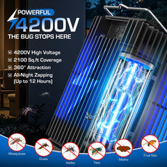 PhatroyYee Solar Bug Zapper Outdoor side view showing charging port