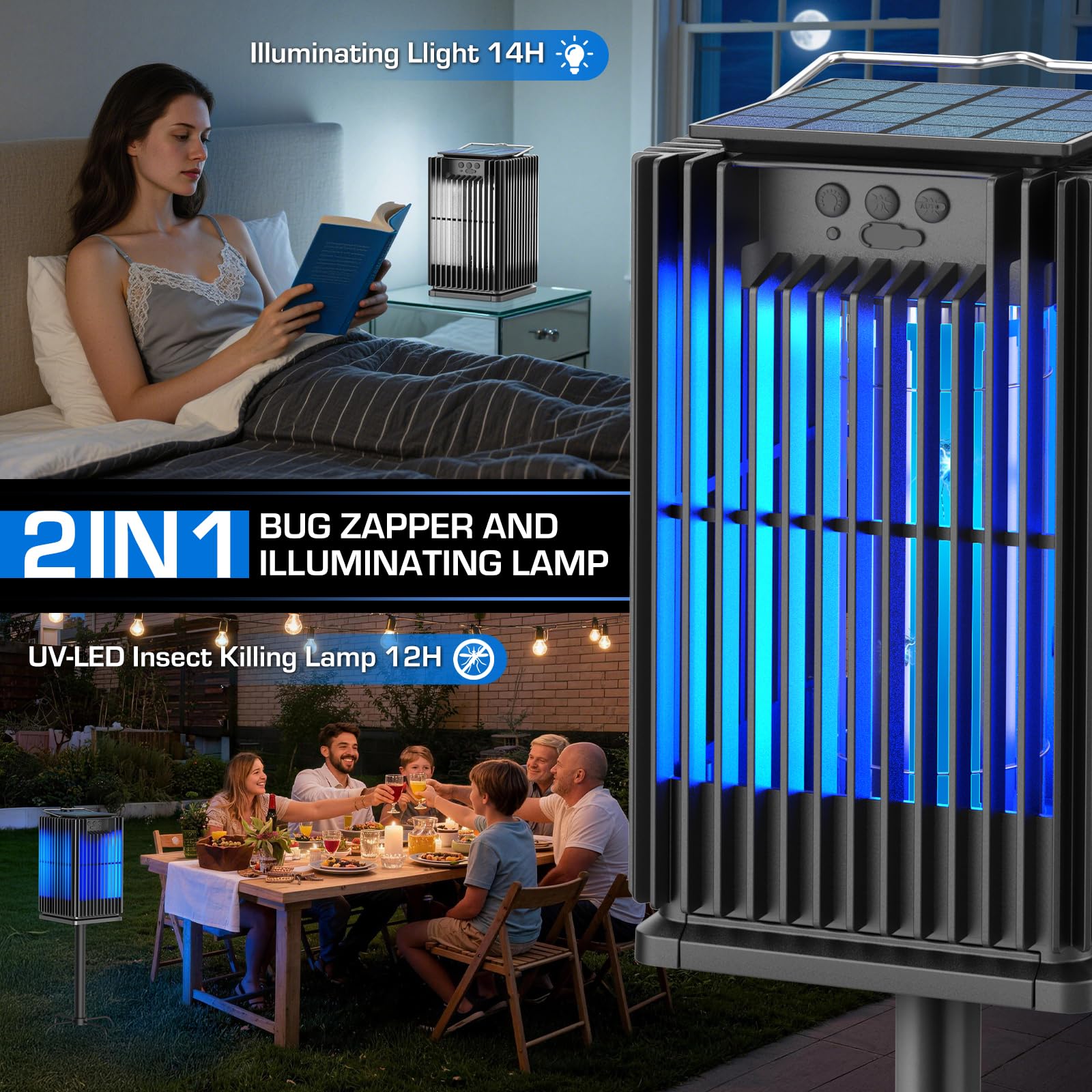 PhatroyYee Solar Bug Zapper Outdoor with cleaning brush included
