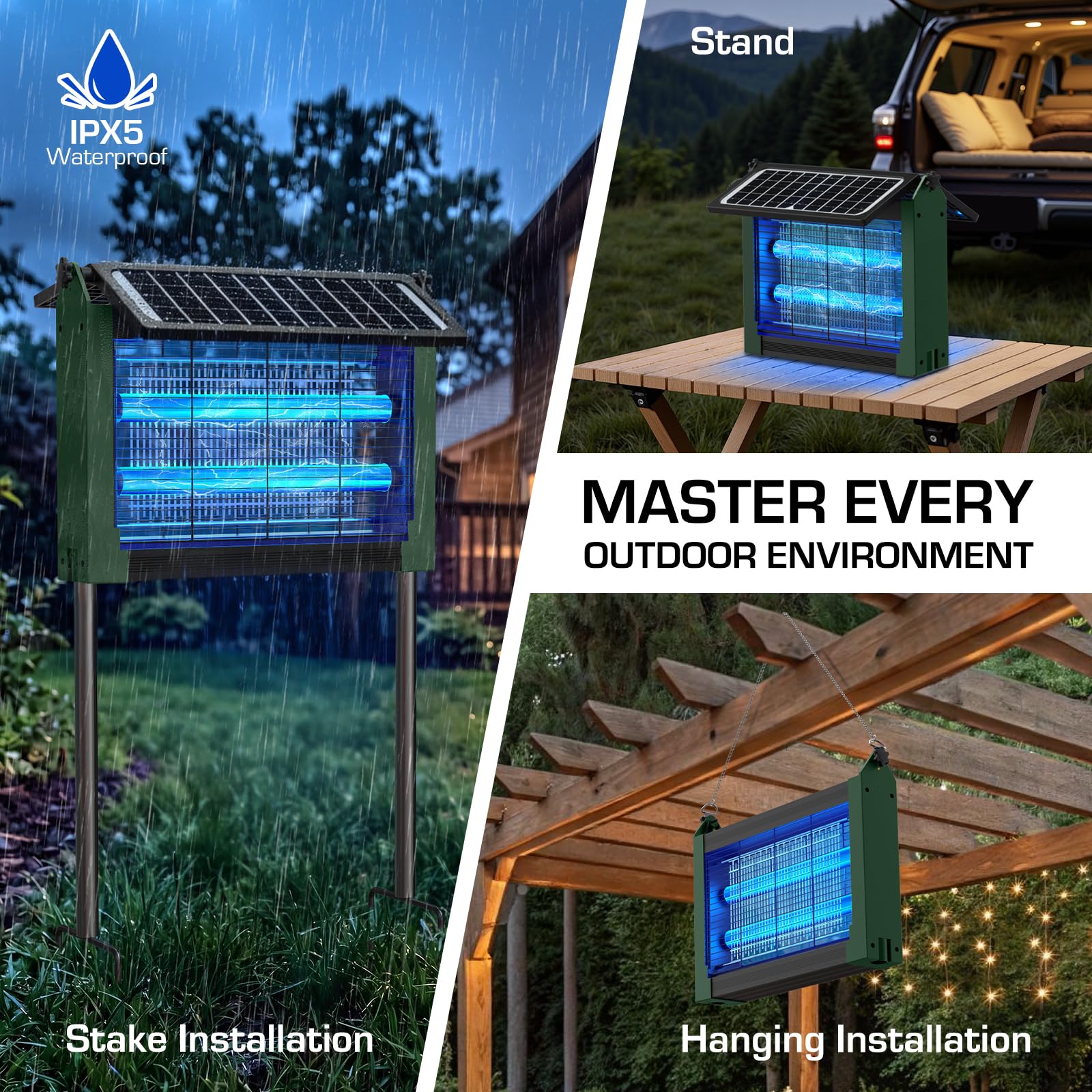 PhatroyYee Solar Bug Zapper showcasing the waterproof design