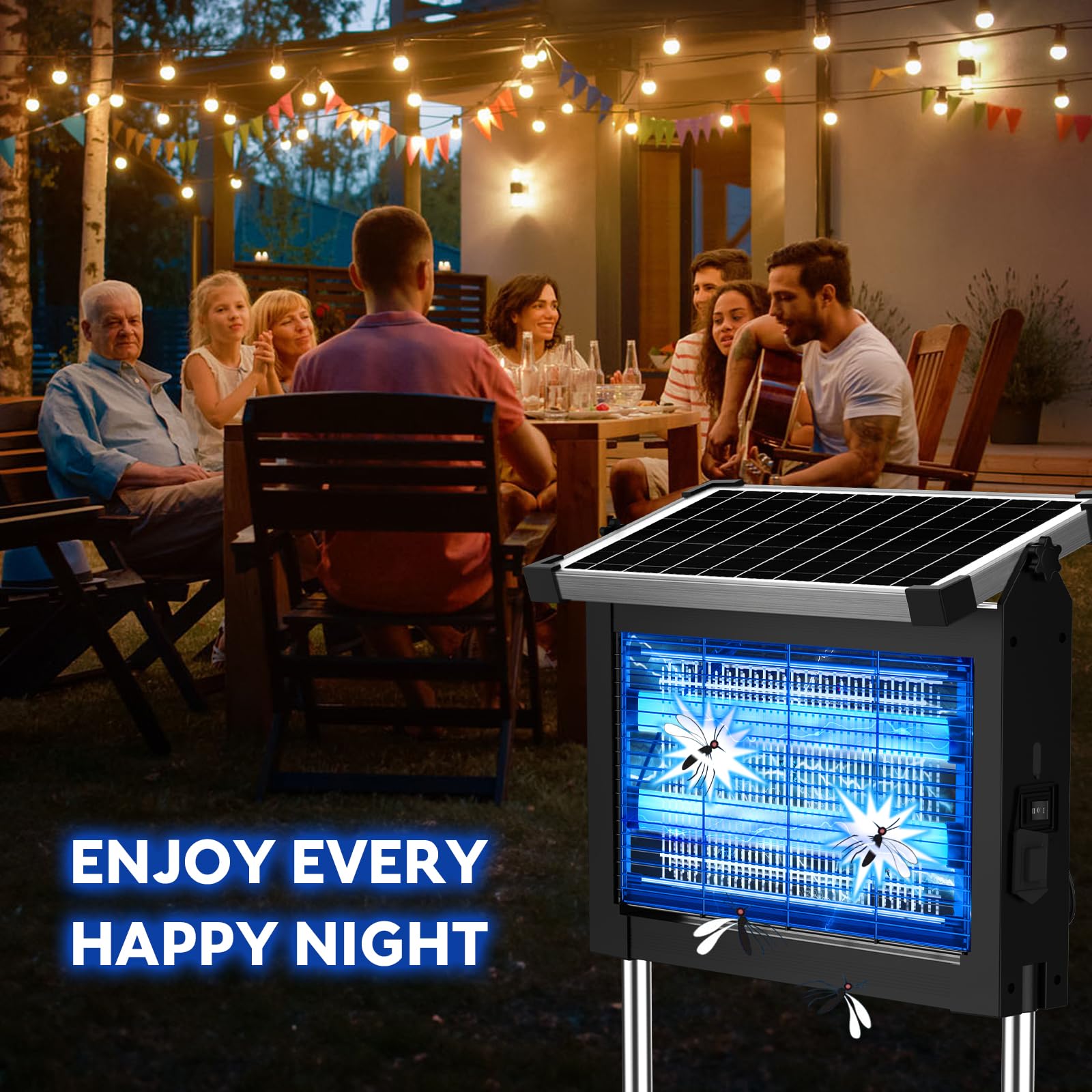 PhatroyYee Solar Bug Zapper showing waterproof design