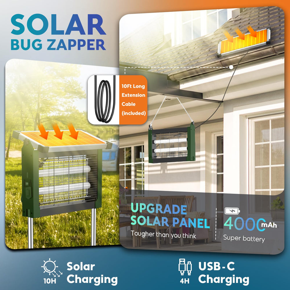 PhatroyYee Solar Bug Zapper side view showing solar panel