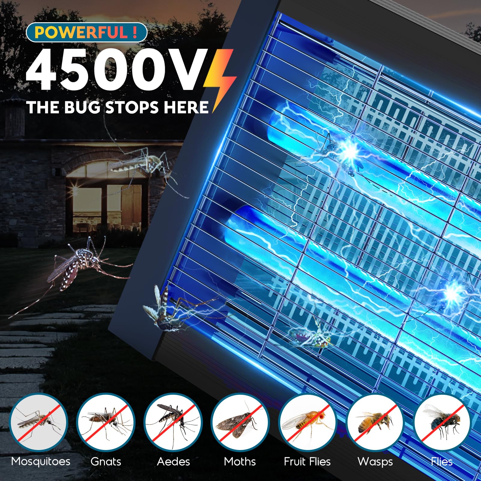 PhatroyYee Solar Bug Zapper side view with hook