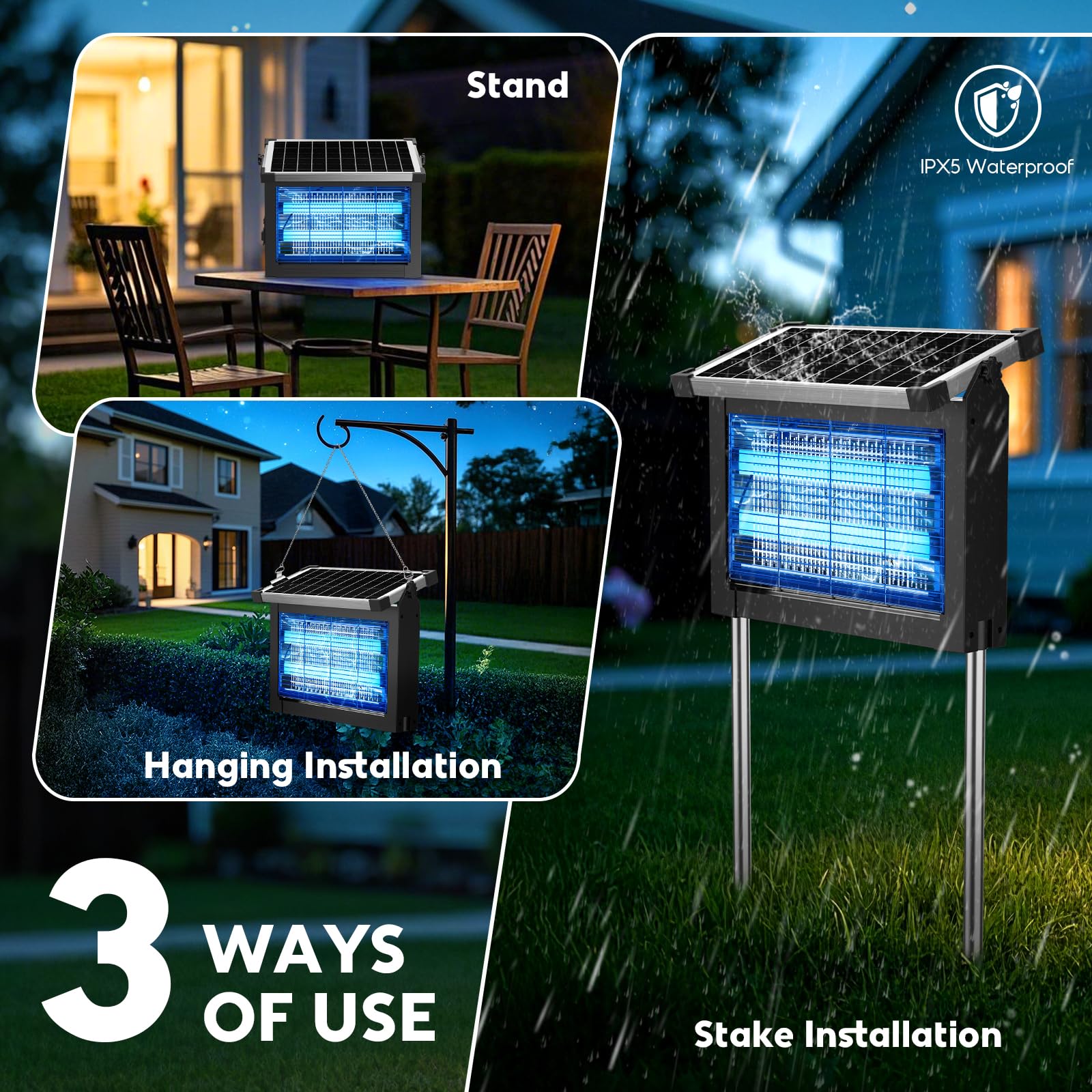PhatroyYee Solar Bug Zapper with brush for easy cleaning