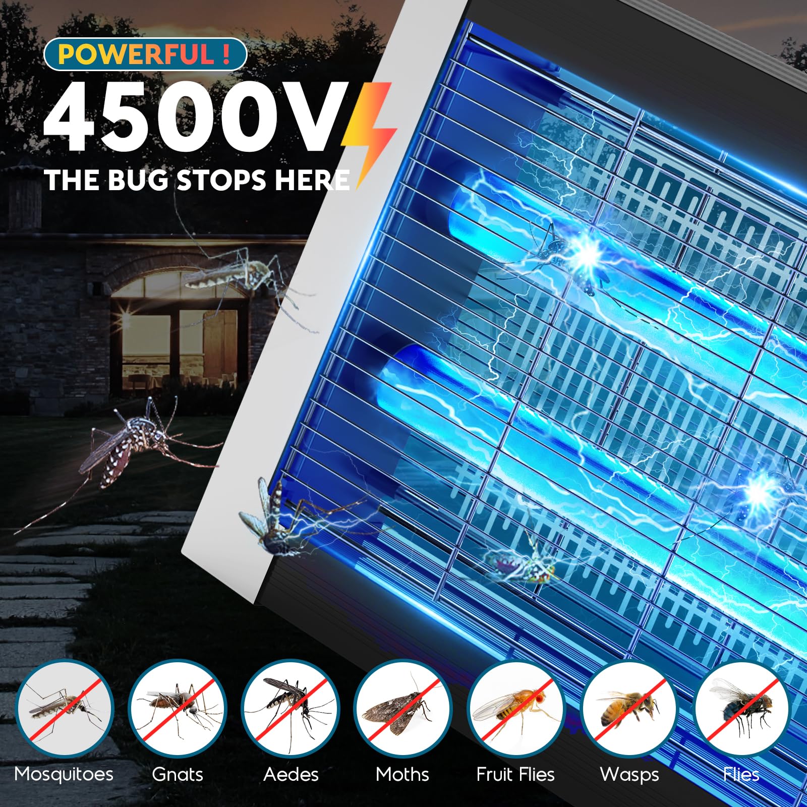 PhatroyYee Solar Bug Zapper with dusk-to-dawn light sensor