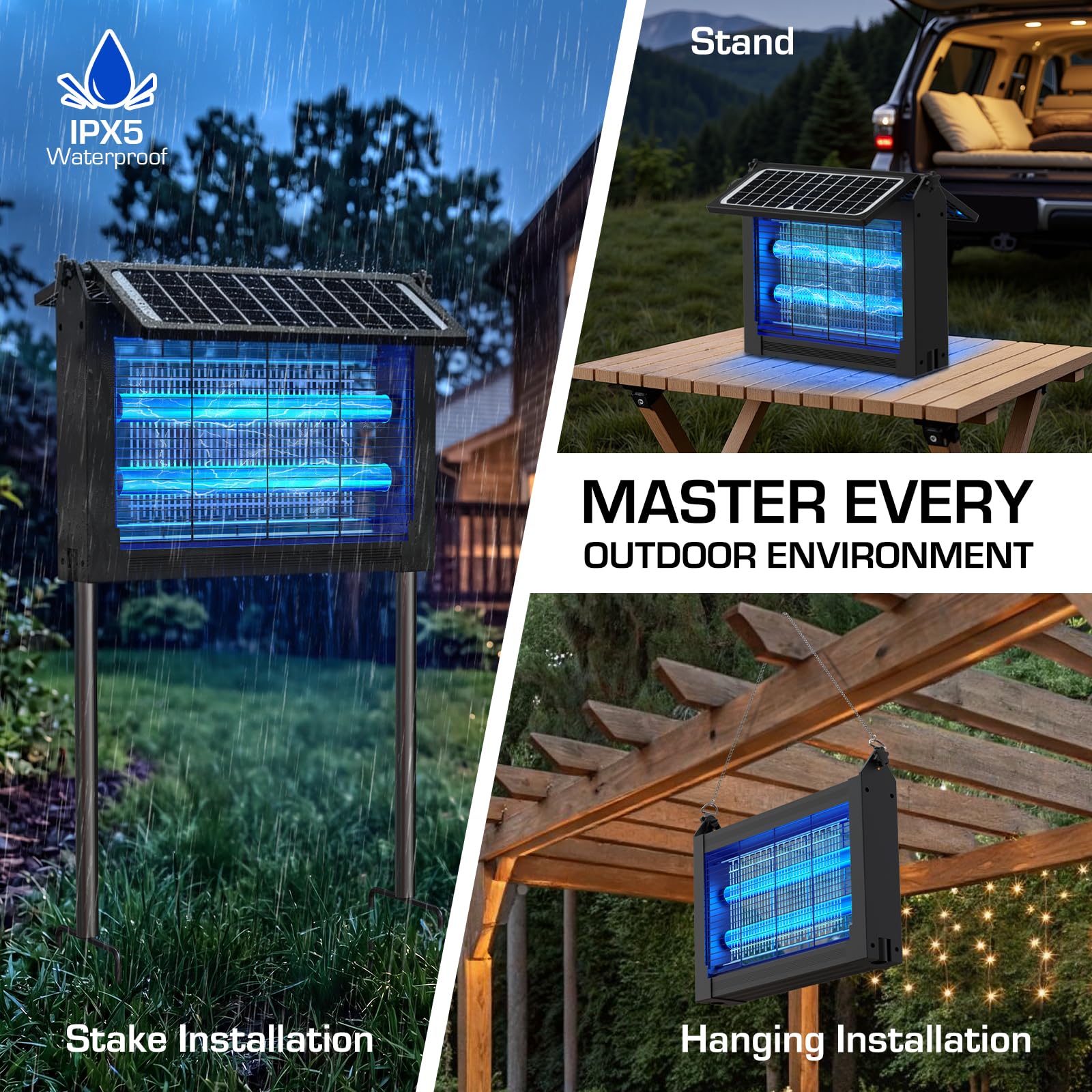 PhatroyYee Solar Bug Zapper with hanging hook