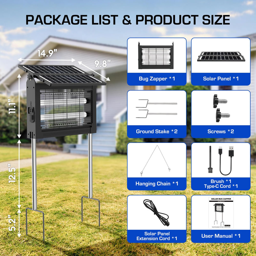 PhatroyYee Solar Bug Zapper with USB-C charging port