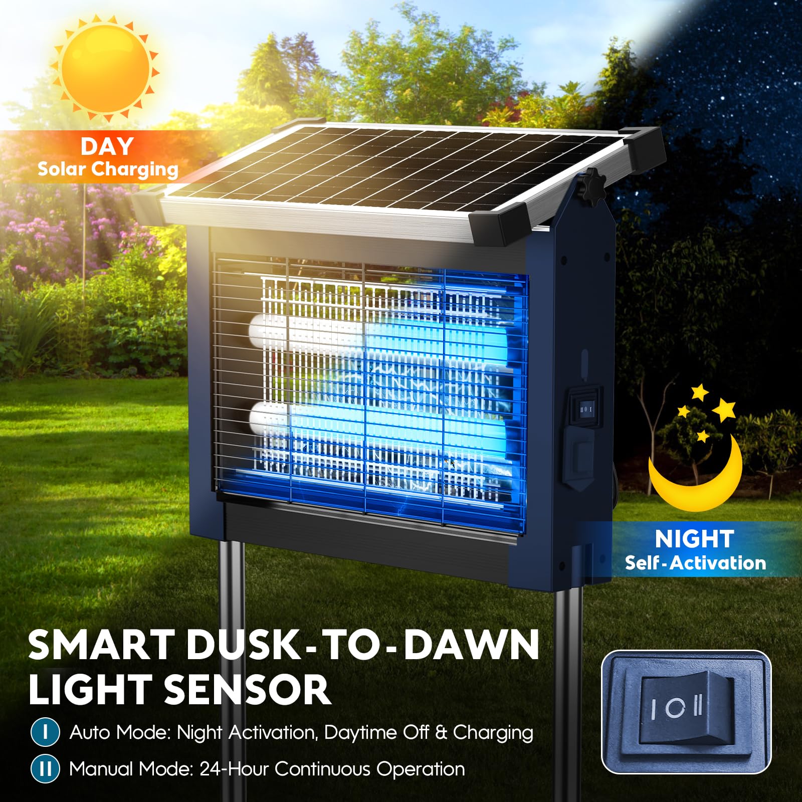 PhatroyYee Solar Bug Zapper with USB charging cable