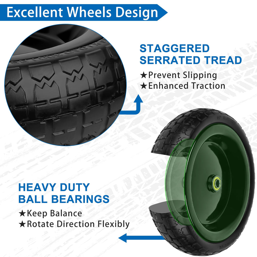 phepetroll 13 inch tire installed on wheelbarrow