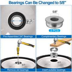 phepetroll 9x3.50-4 tire with adjustable hub accessories