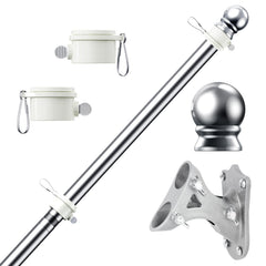 PHITRIC 5FT flag pole kit assembled with silver finish
