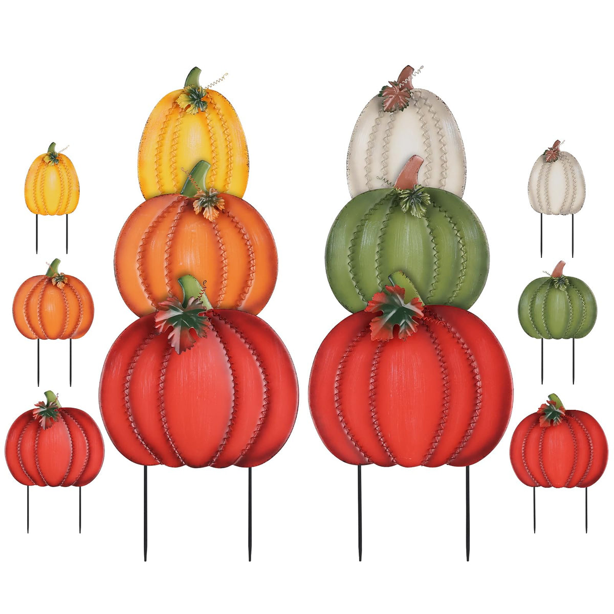 PHITRIC Fall Decorations Outdoor 34 inch garden stakes with pumpkins
