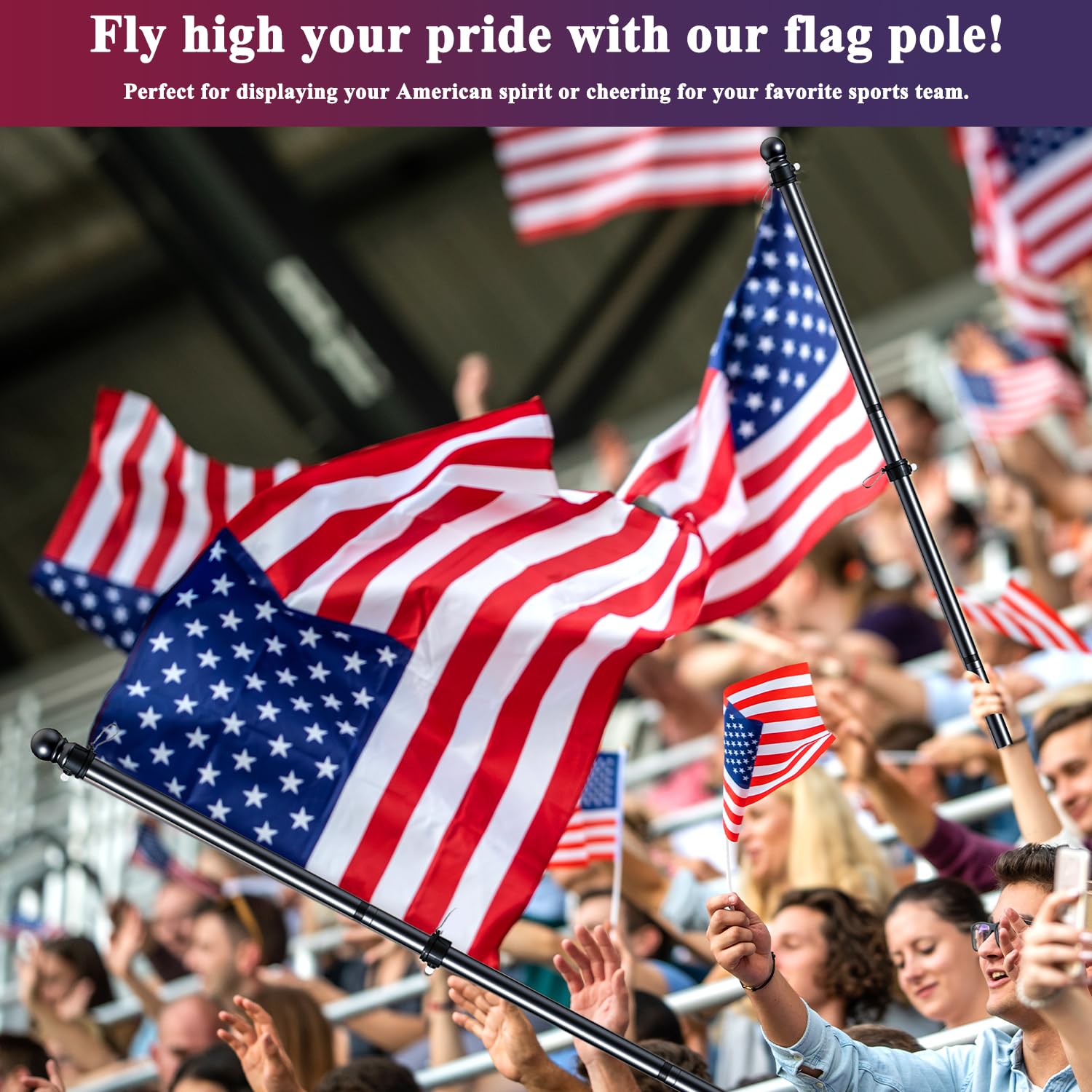 PHITRIC flag pole kit in outdoor garden setting