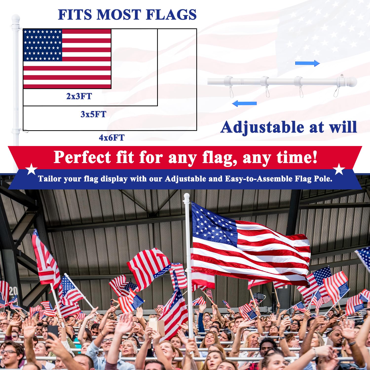 PHITRIC flagpole kit components laid out for assembly