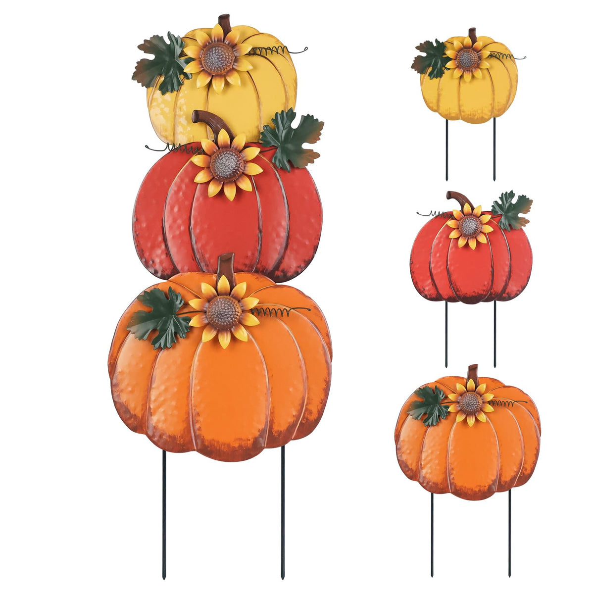 PHITRIC pumpkin garden stake featuring a large orange pumpkin