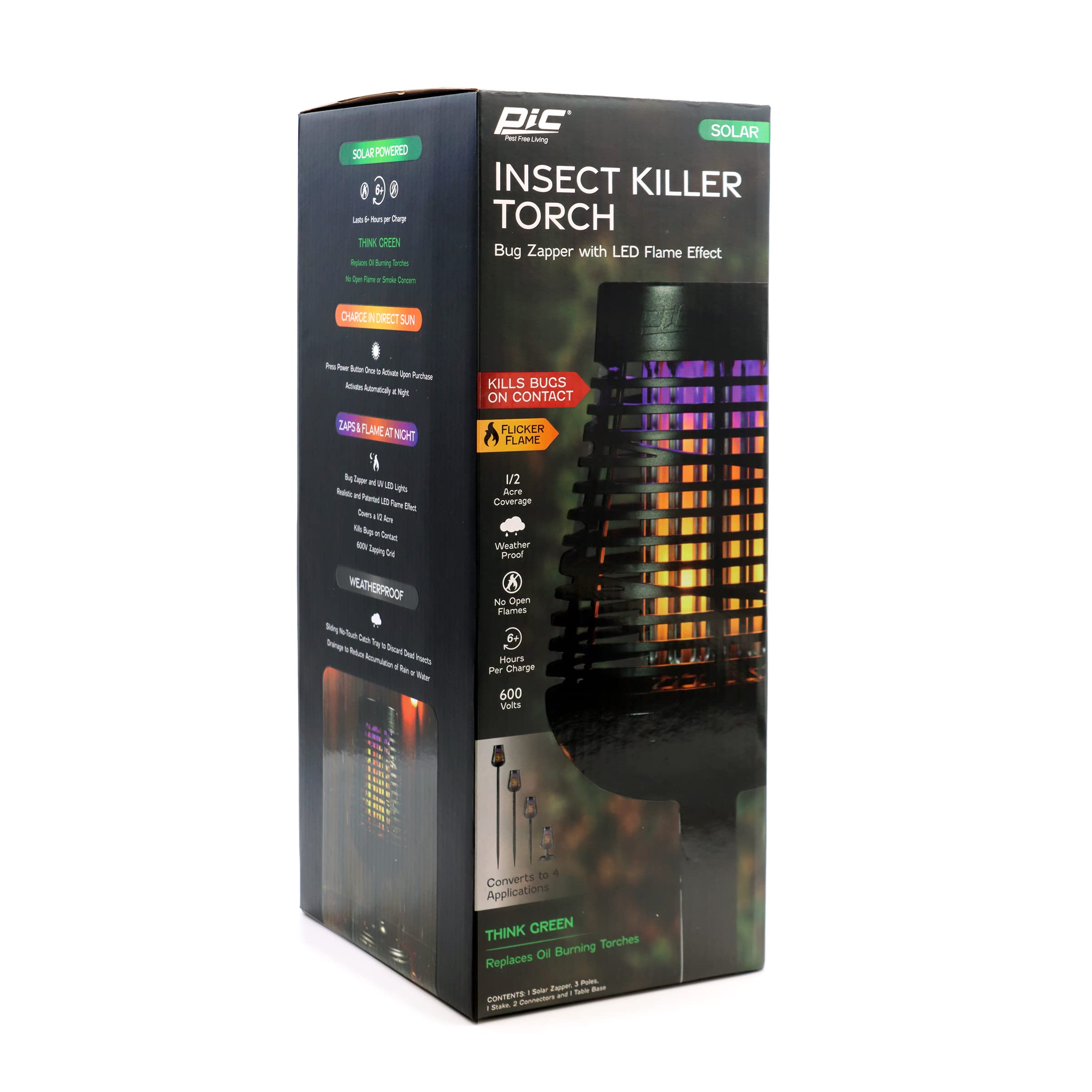 PIC Solar Insect Killer Torch showing weatherproof design outdoors