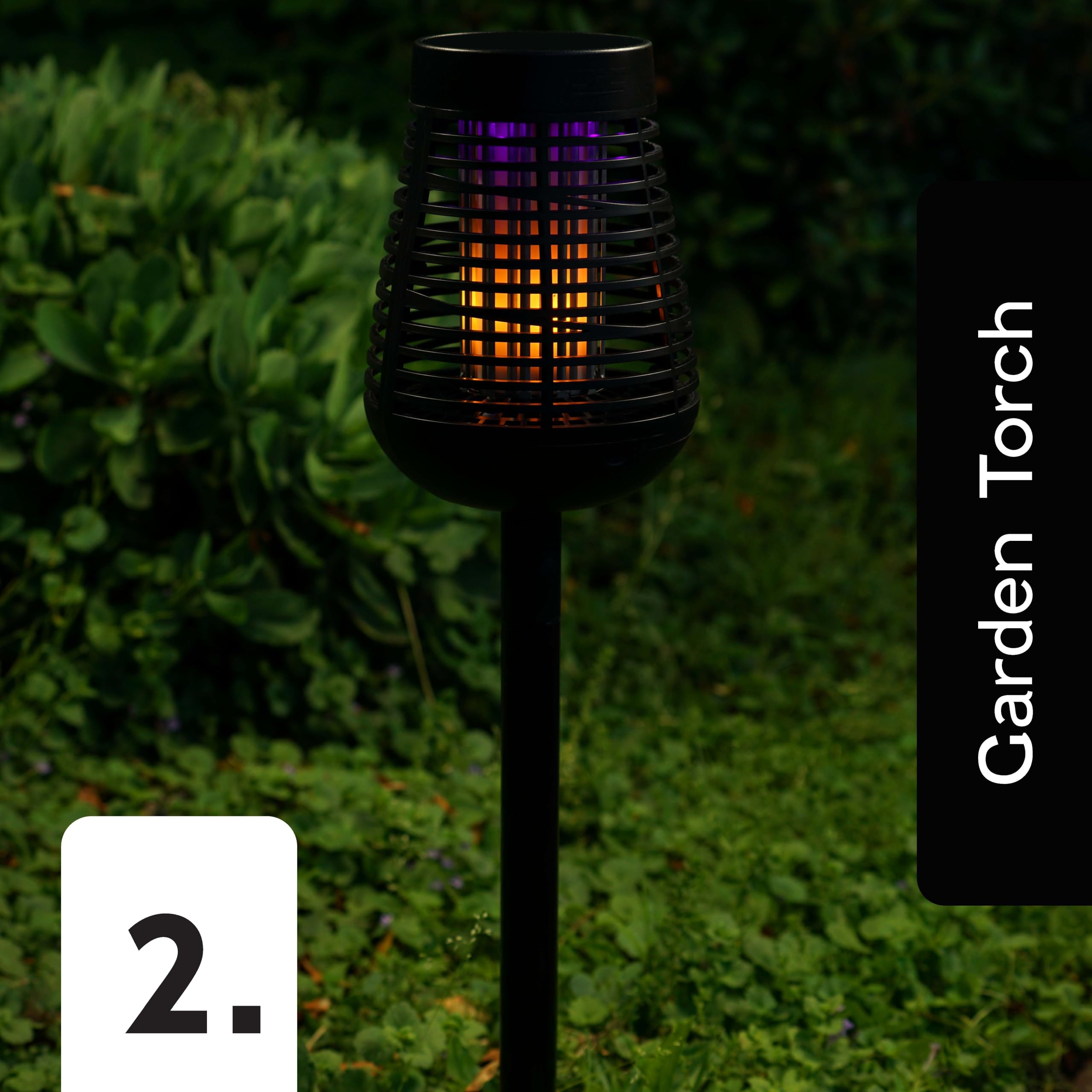 PIC Solar Insect Killer Torch with solar panel in sunlight