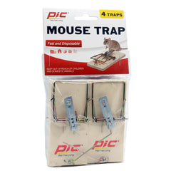 PIC Wood Mouse Traps pack front view, 4 count